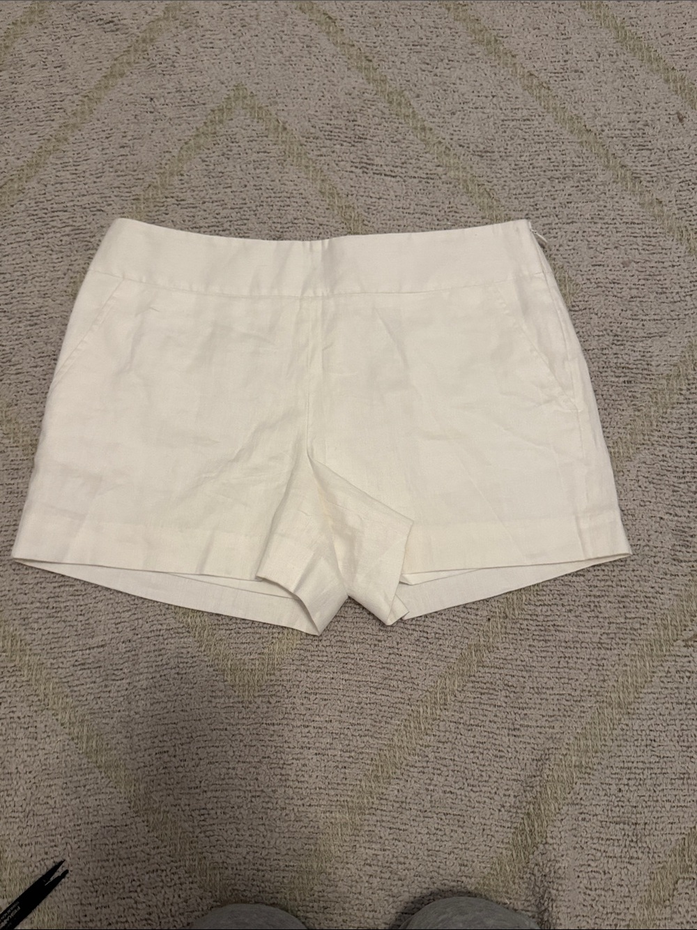 LOFT White High-Waist Linen-Blend Shorts